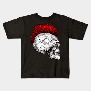 Skeleton skull with iro hairstyle in red Kids T-Shirt